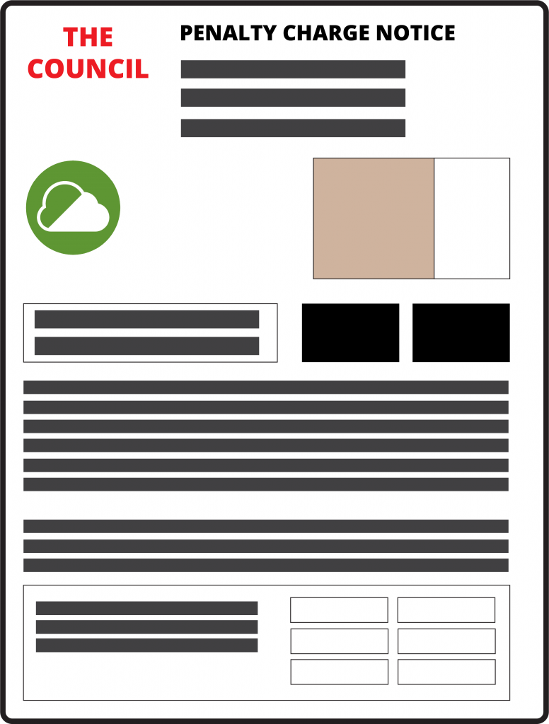 Graffeg yn dangos Hysbysiad Tâl Cosb Parth Aer Glân Graphic showing a Clean Air Zone Penalty Charge Notice